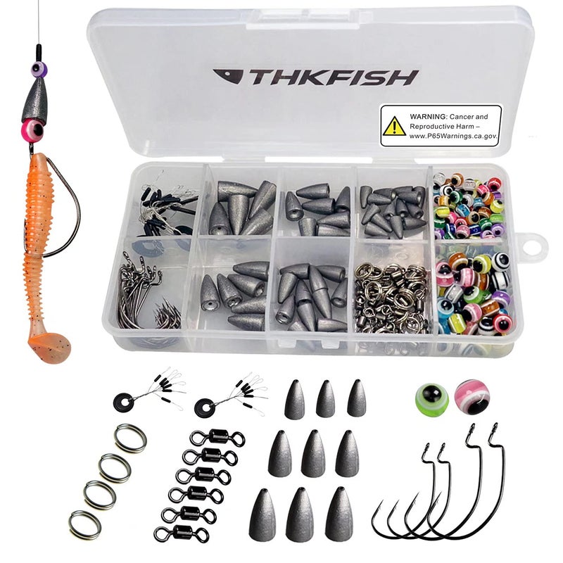 THKFISH Fishing Weights Sinkers Fishing Beads Bullet Sinkers Carolina Rig Texas Rig Kit Fishing Accessories Kit 219pcs - Image 1